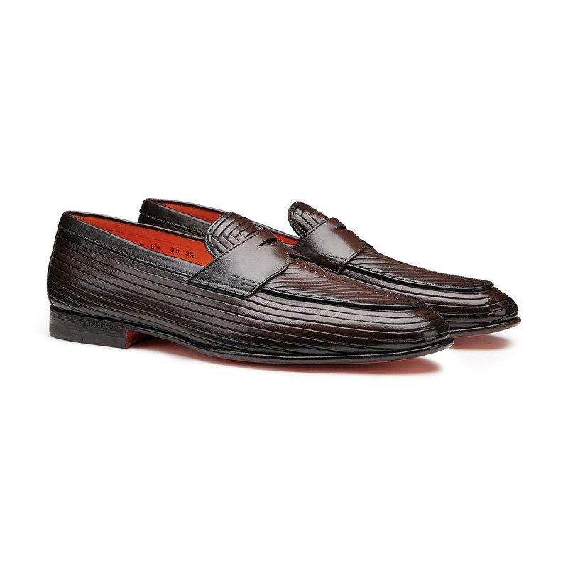 Men's dark brown leather penny loafer 3