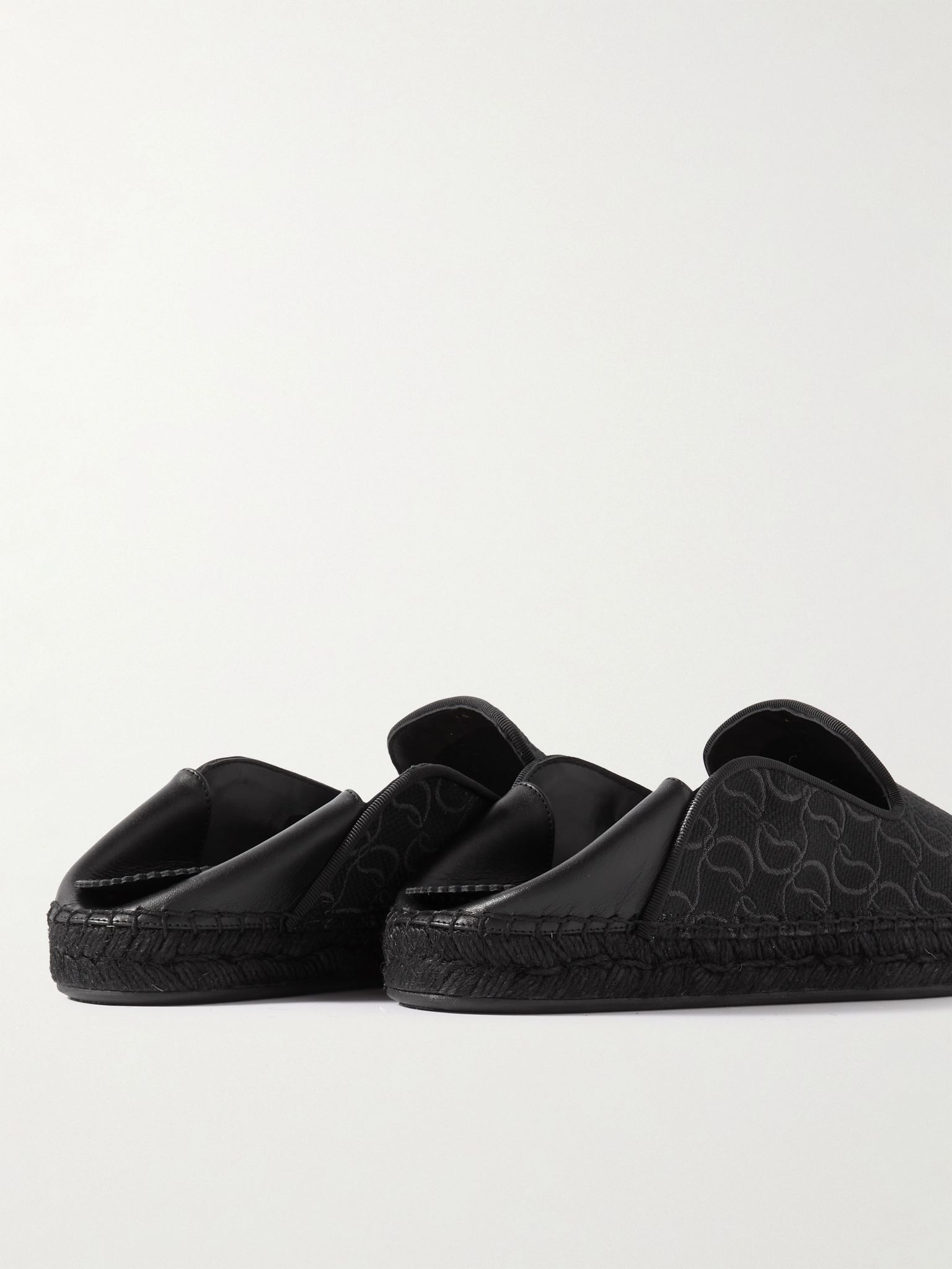 Varsi Espadon Collapsible-Heel Logo-Jacquard Canvas and Leather Espadrilles Black - 5