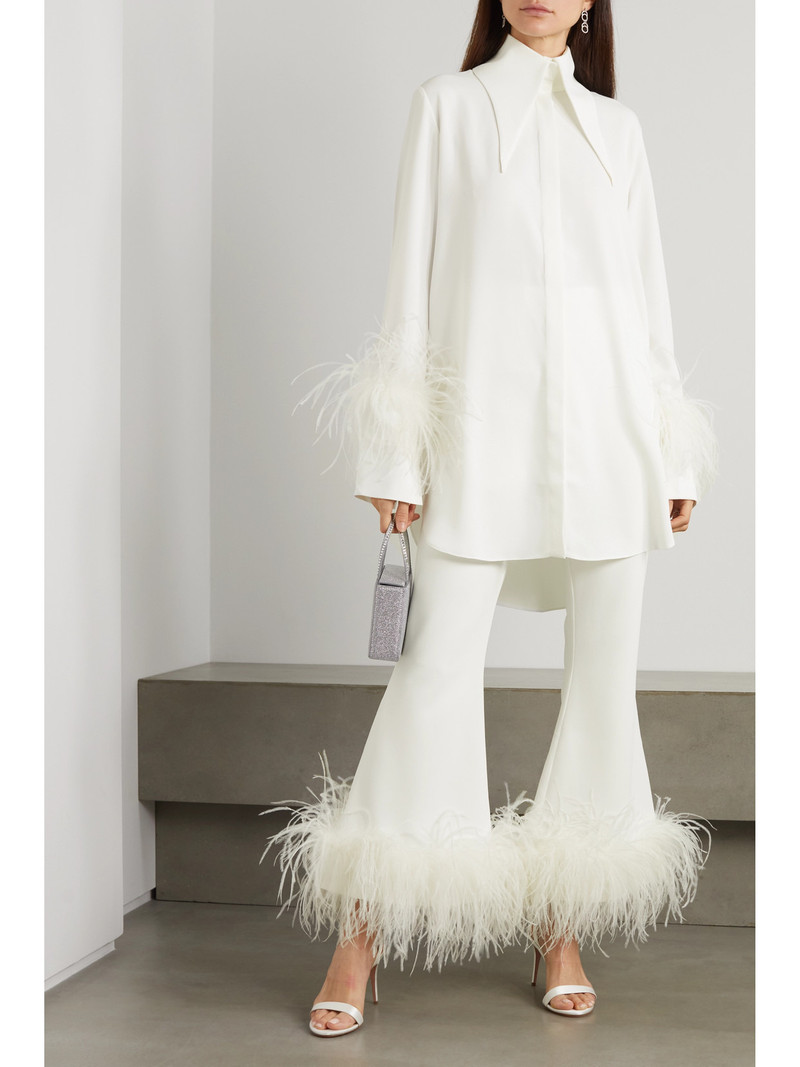 16ARLINGTON Seymour Feather-trimmed Crepe Shirt outlook