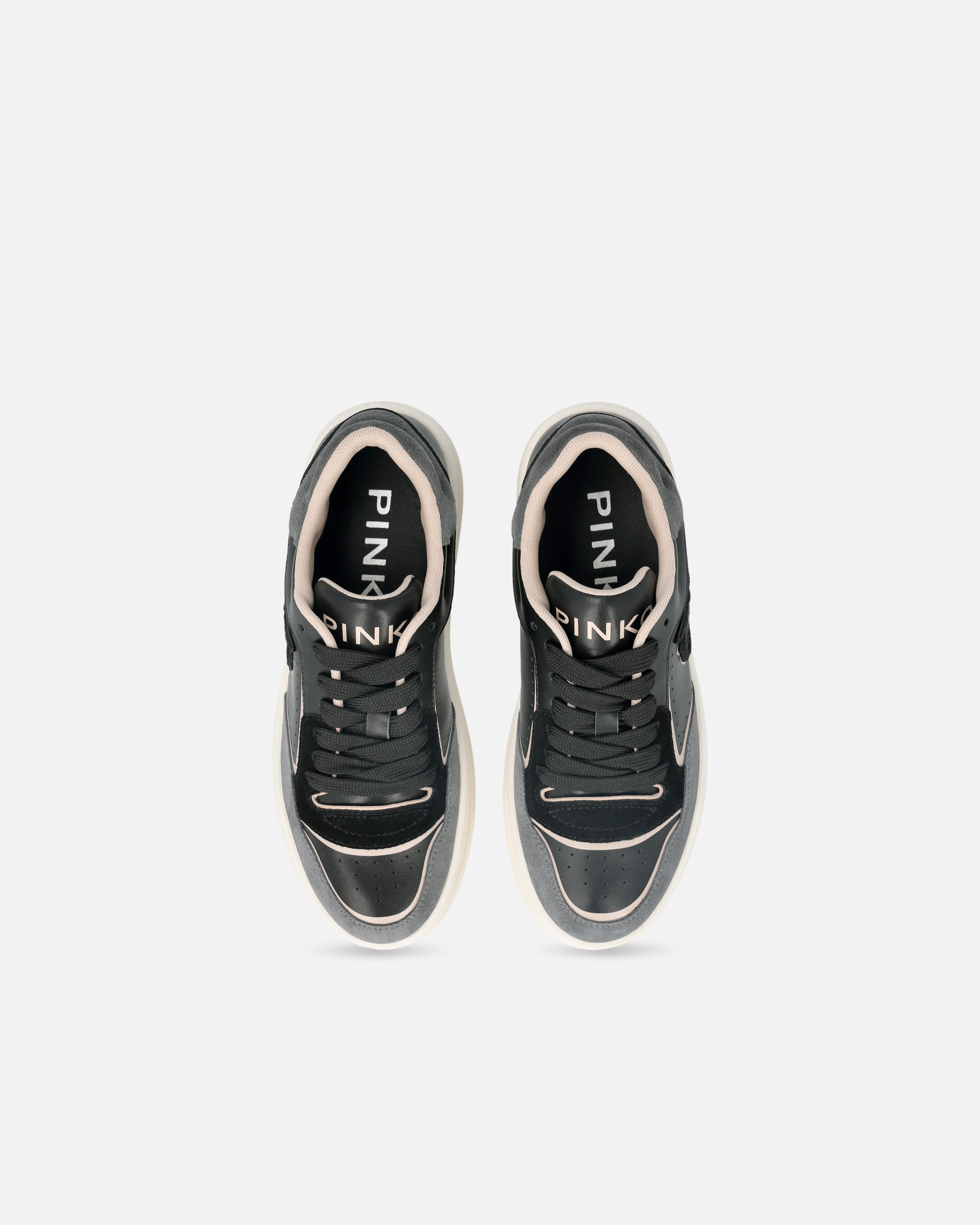 FLAT LEATHER SNEAKERS WITH EMBROIDERED LOGO - 9