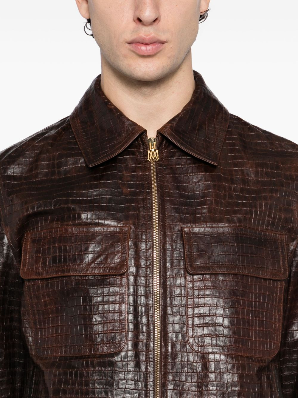 CROCODILE-EFFECT LEATHER JACKET - 2