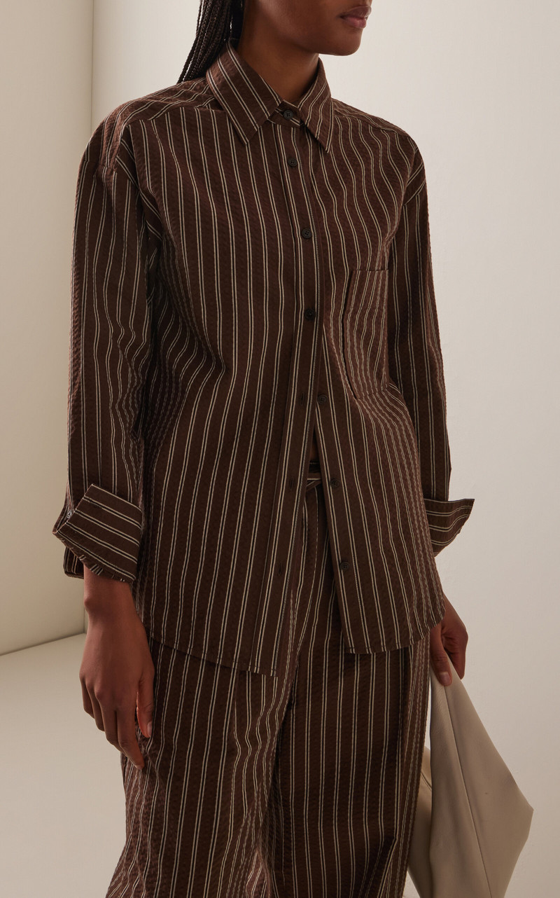 CLOSED Cotton Seersucker Shirt brown outlook