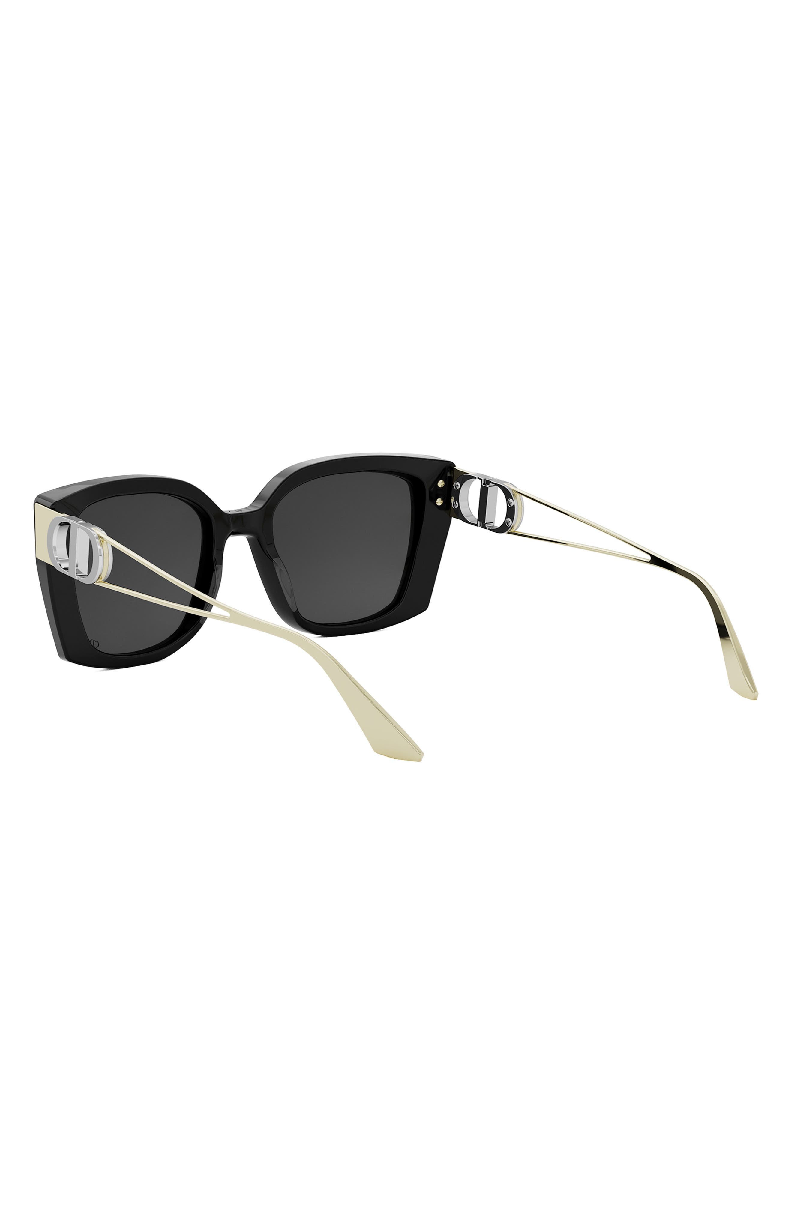DIOR 30Montaigne S13I 53mm Square Sunglasses in Shiny Black /Smoke at Nordstrom - 8