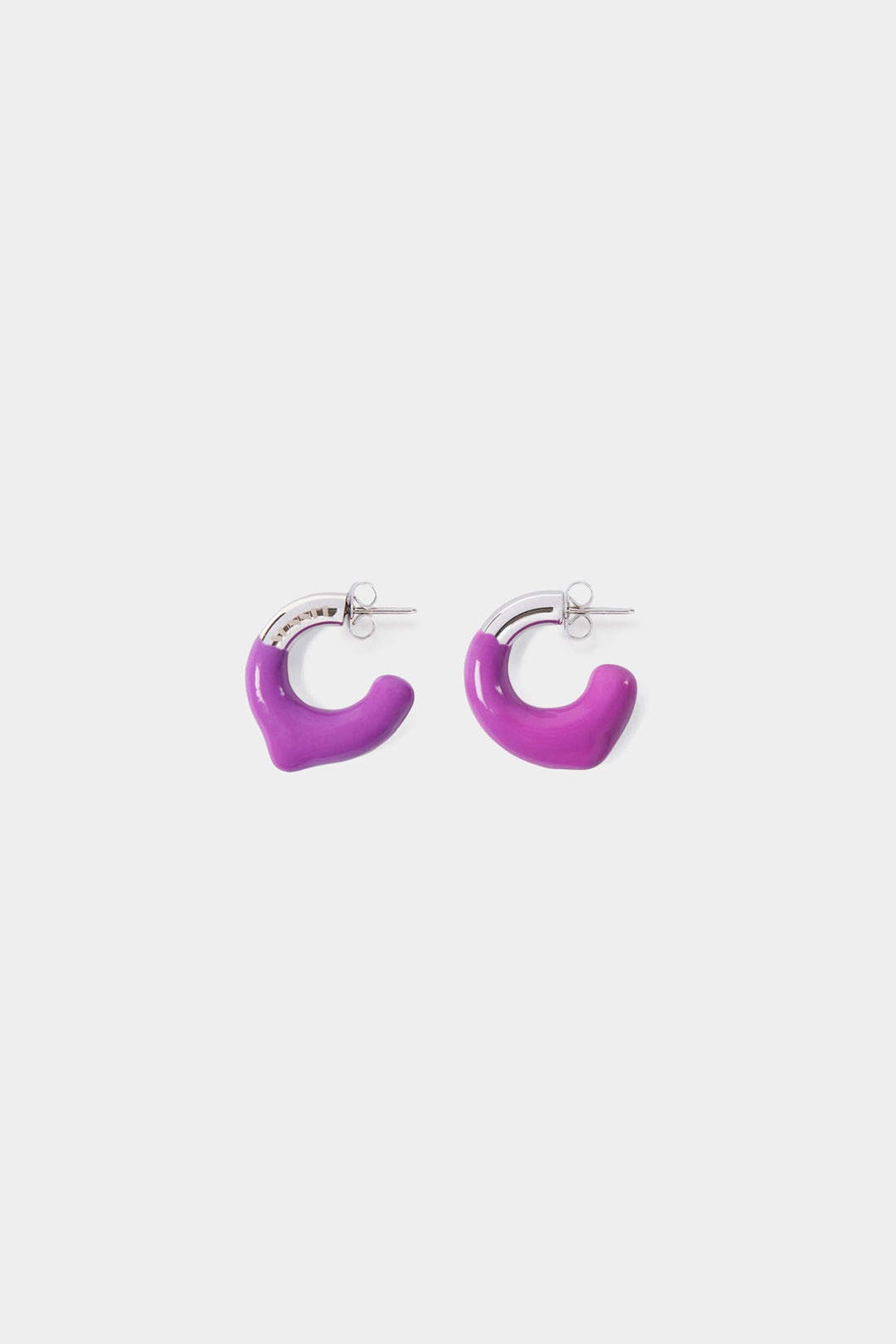 PURPLE RUBBERIZED MINI SILVER EARRINGS - 1