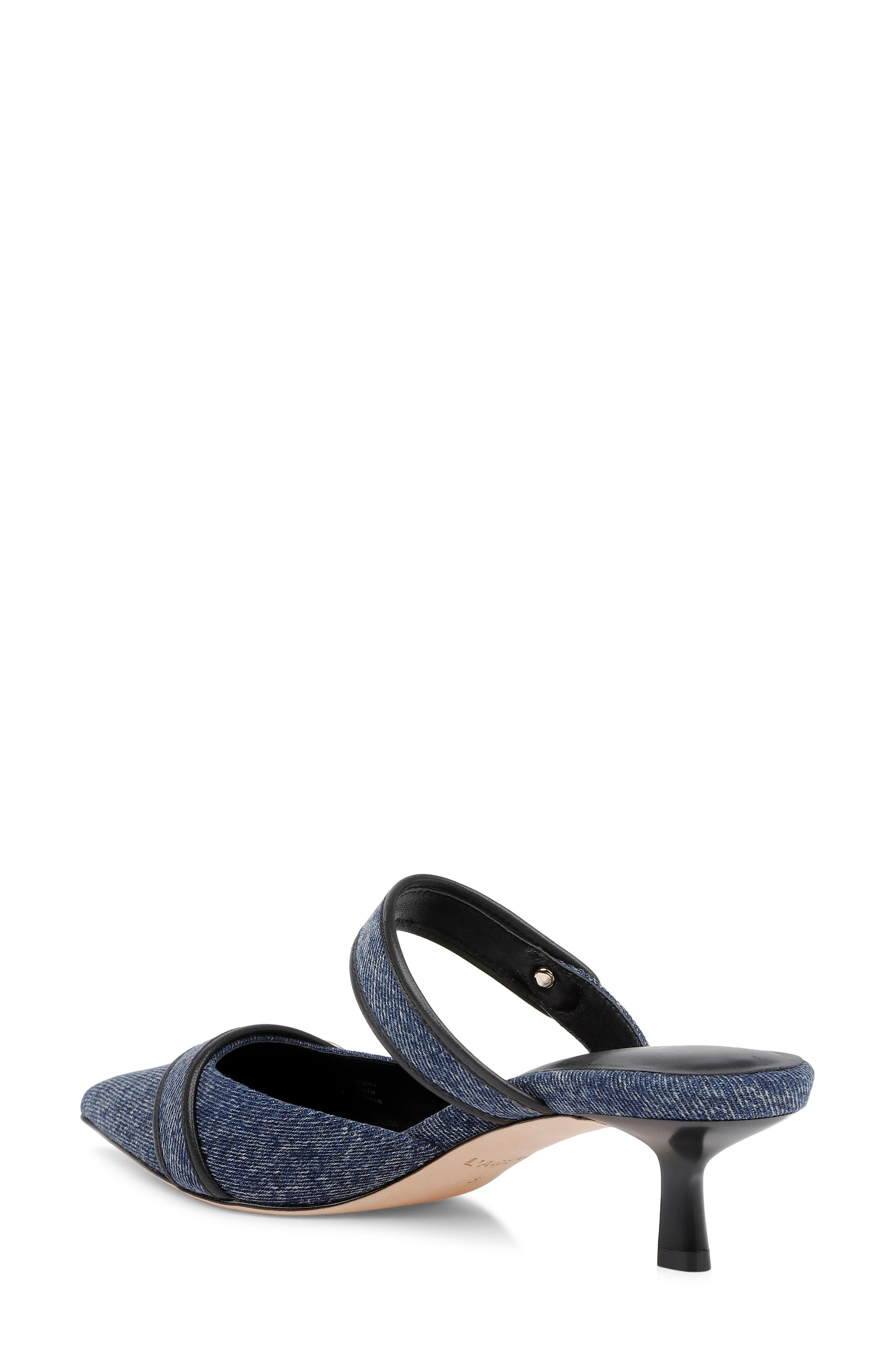 L'AGENCE Gilliane Mary Jane Pointed Toe Kitten Heel Mule in Dark Denim at Nordstrom - 2