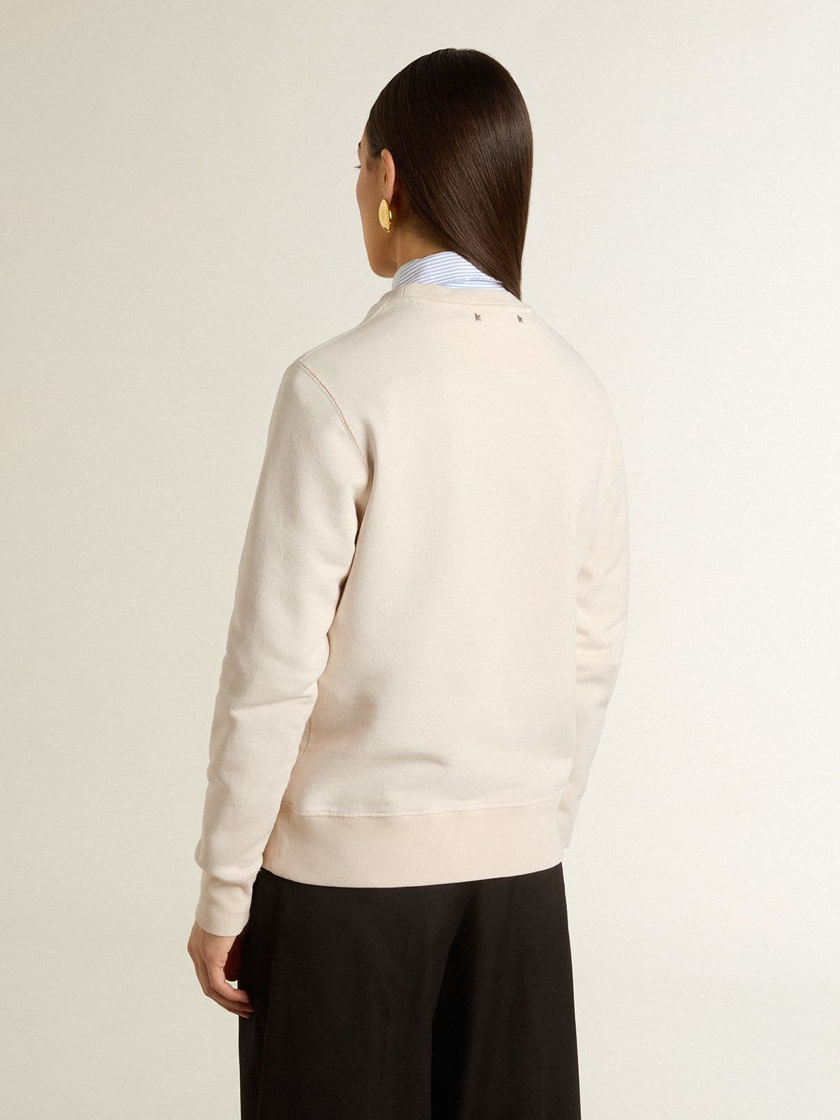 Women’s worn-white cotton sweatshirt with embroidery - 4