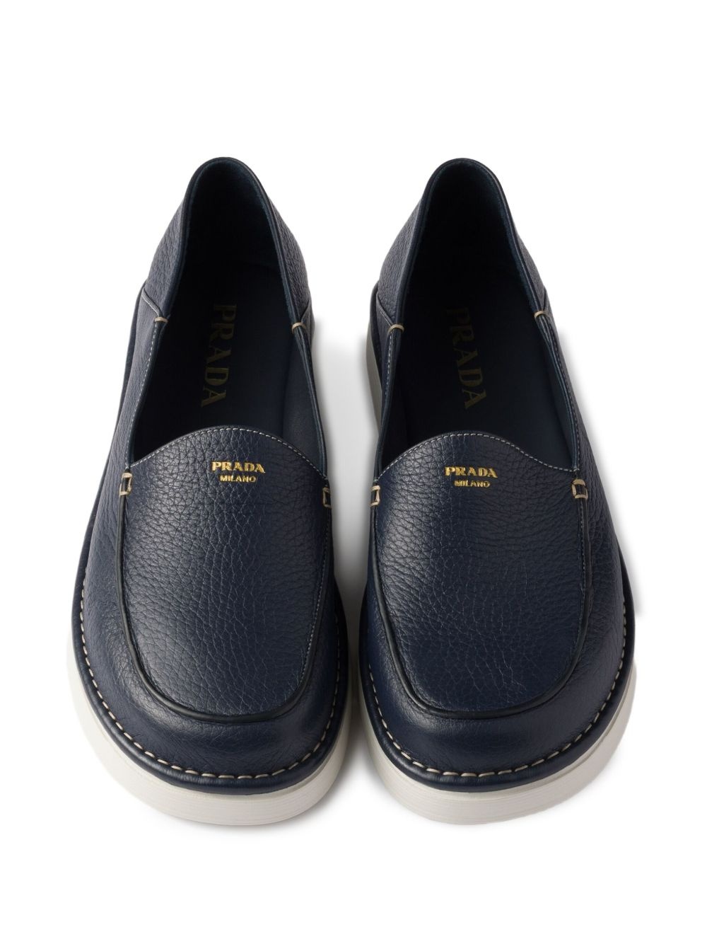 textured leather loafers - 4