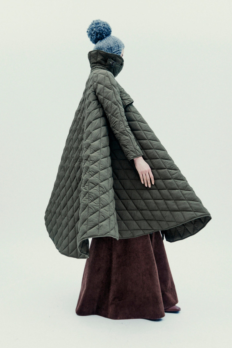 LONG QUILTED TRENCH DARK KHAKI GREEN 13