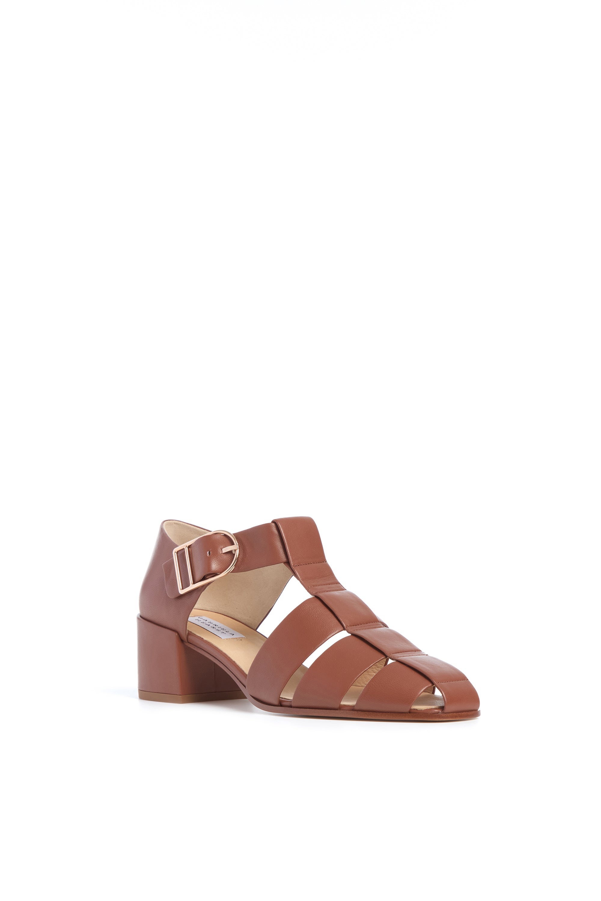 Lyle Block Heel Pump in Cognac Nappa Leather - 2