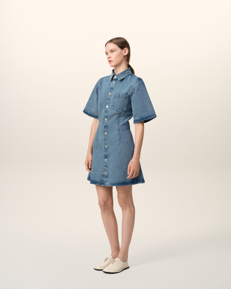 BLUE COTTON SHORT 소매 SHIRT DRESS 6
