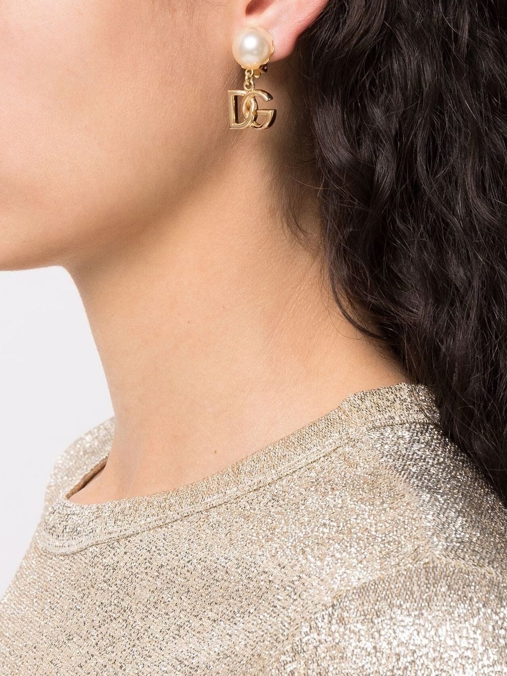 LOGO  CHARM PEARL EARRINGS - 3