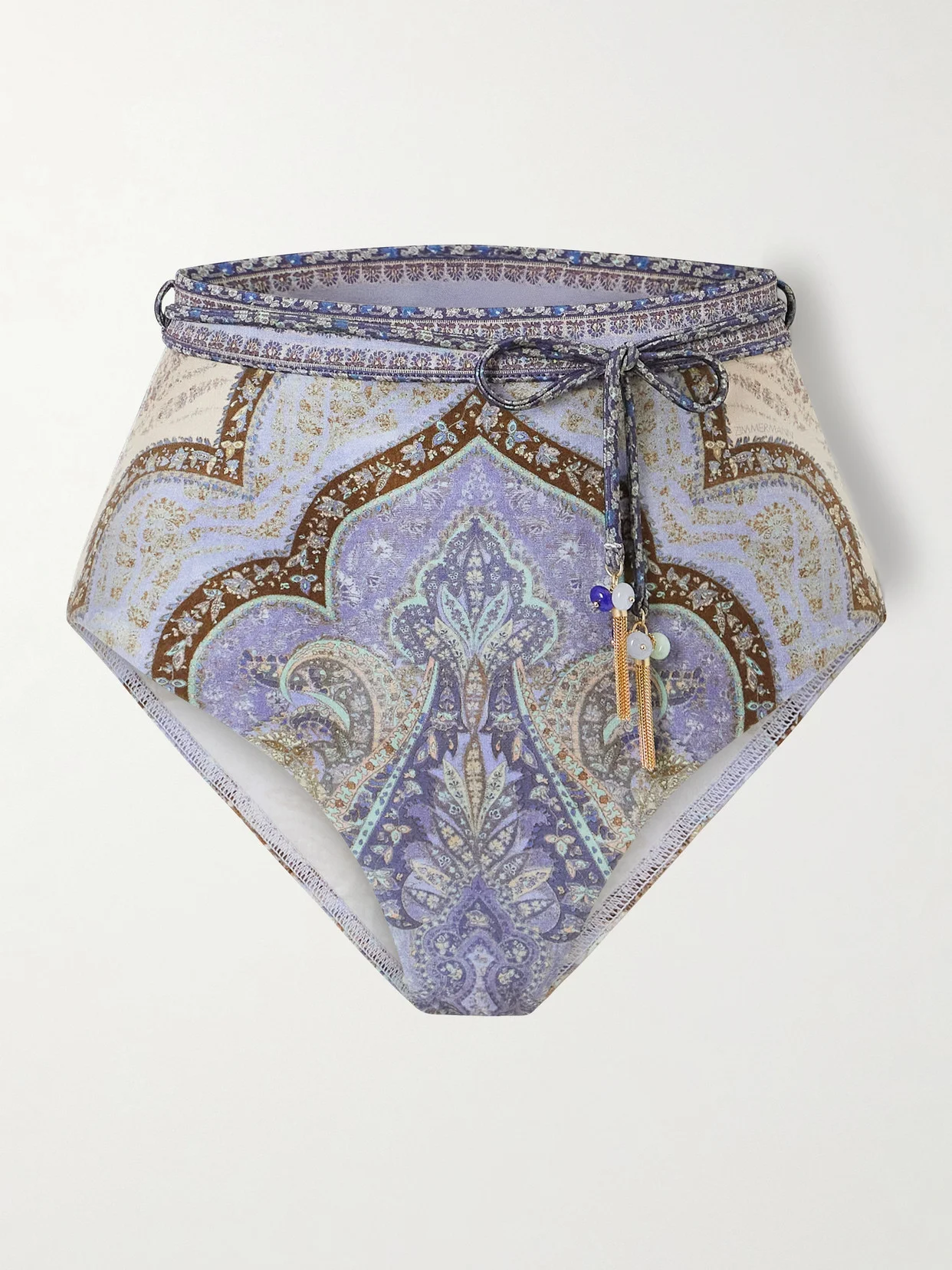 Wanderlust Belted Embellished Paisley-print Bikini Briefs - 1