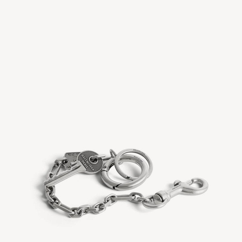 BALENCIAGA Men's Neverlost Keychain in Antique Silver outlook