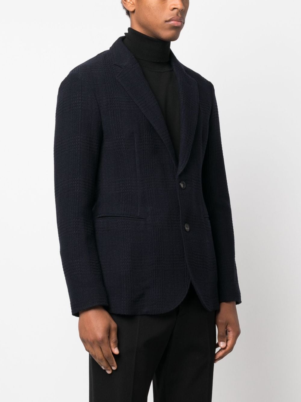 plaid-check texture single-breasted blazer - 3