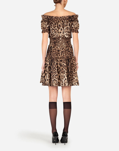 Dolce & Gabbana Short leopard-print poplin dress outlook