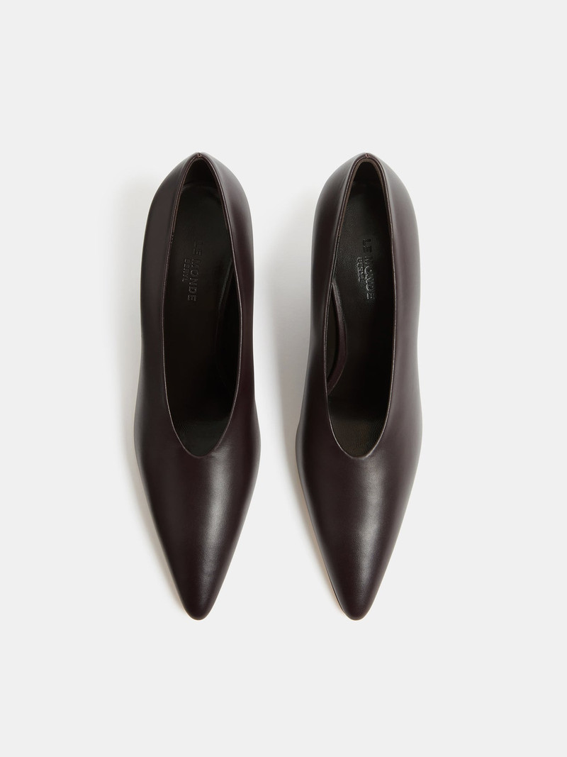 Victoria Decolette Wedge / Plum Leather 3