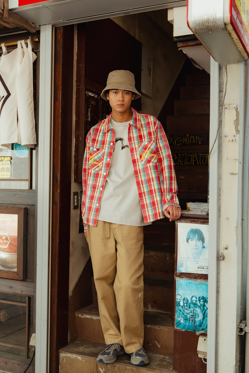 Seagull Print Relax Fit Plaid Flannel Shirt 3