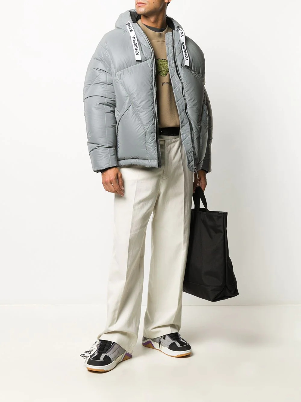 drawstring hooded down jacket - 2