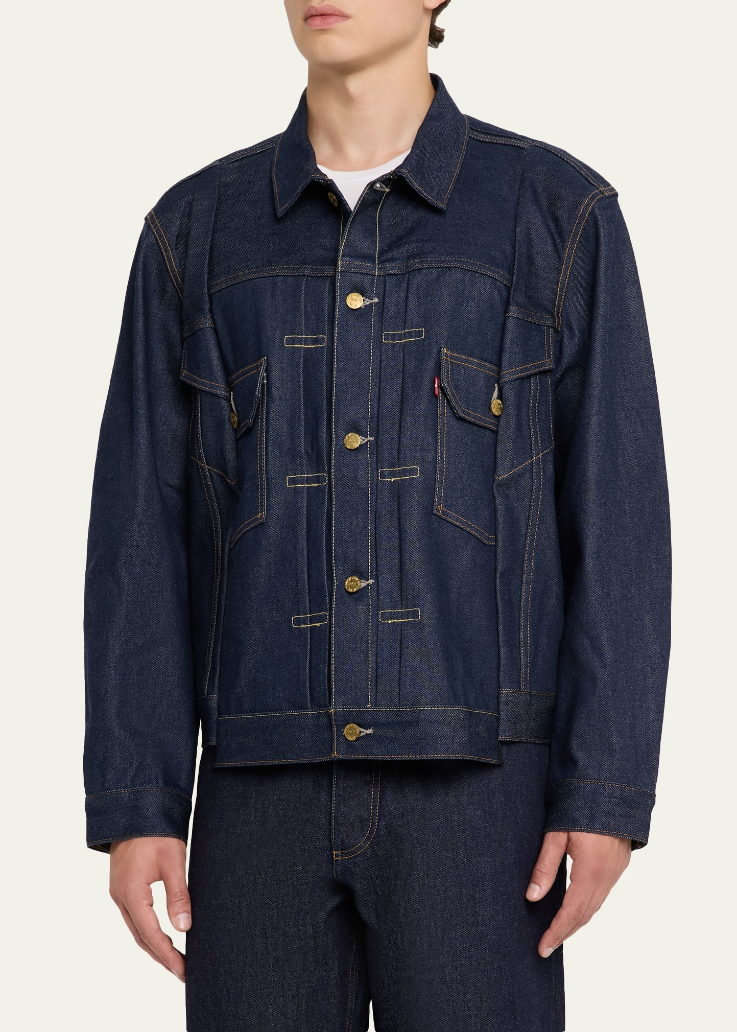 x Levi’s® Men's Dark Wash Denim Trucker Jacket - 4