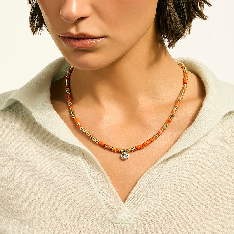 JH Lovestruck™ Heishi Pendant Necklace, Gold, Sterling Silver, Hardstones, Enamel, Diamond, 1.25TCW 4