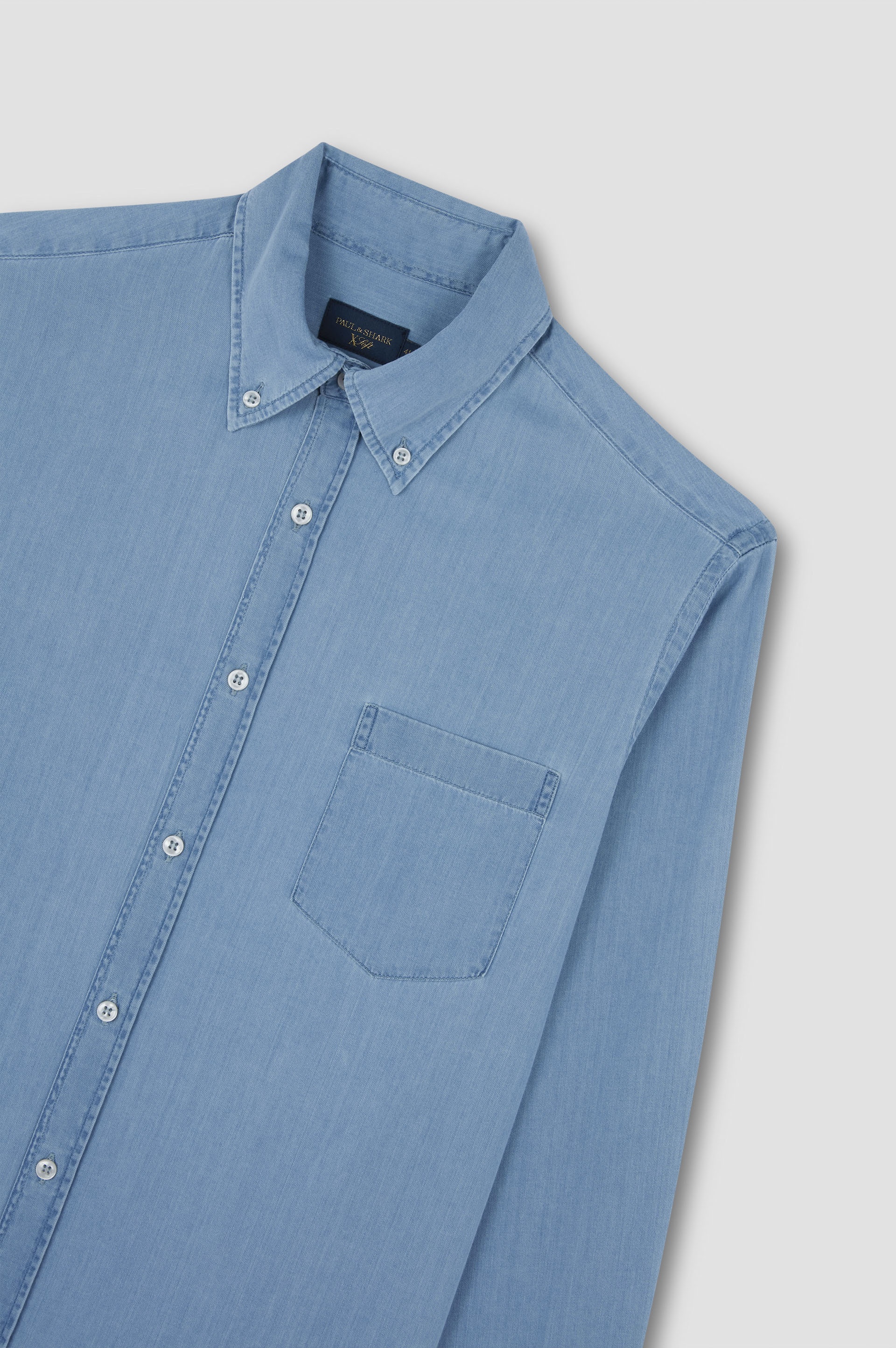 GIZA COTTON X-SOFT LIGHT DENIM SHIRT - 5