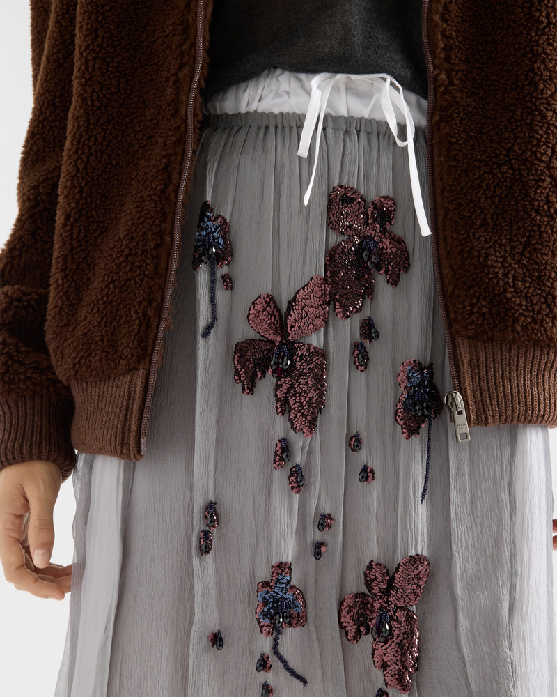 Embroidered chiffon midi-skirt 4
