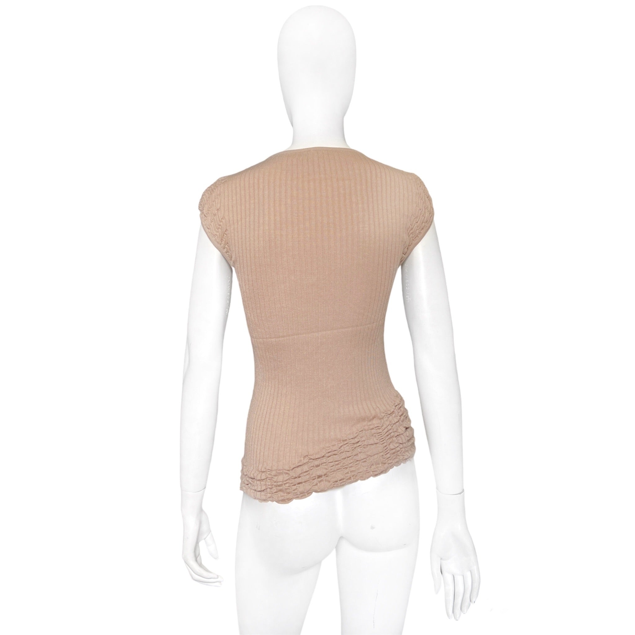 Yves Saint Laurent Rive Gauche Tom Ford beige rib knit stretch top S - 3