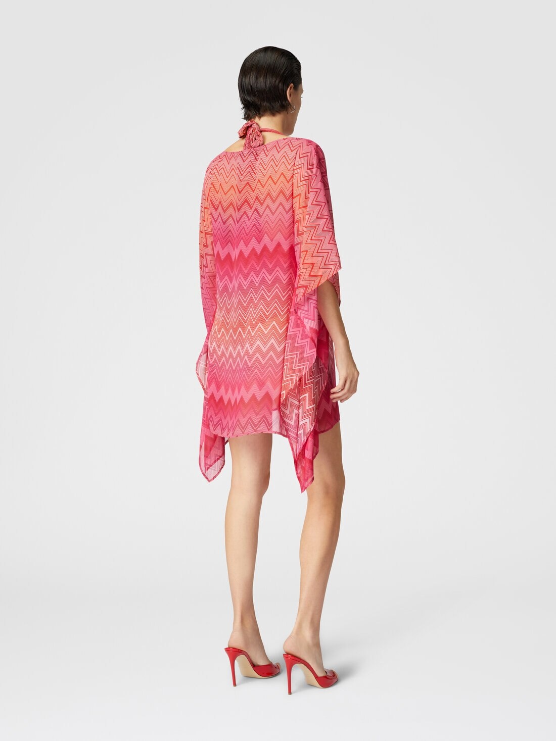 Short printed silk kaftan with wide sleeves - 3