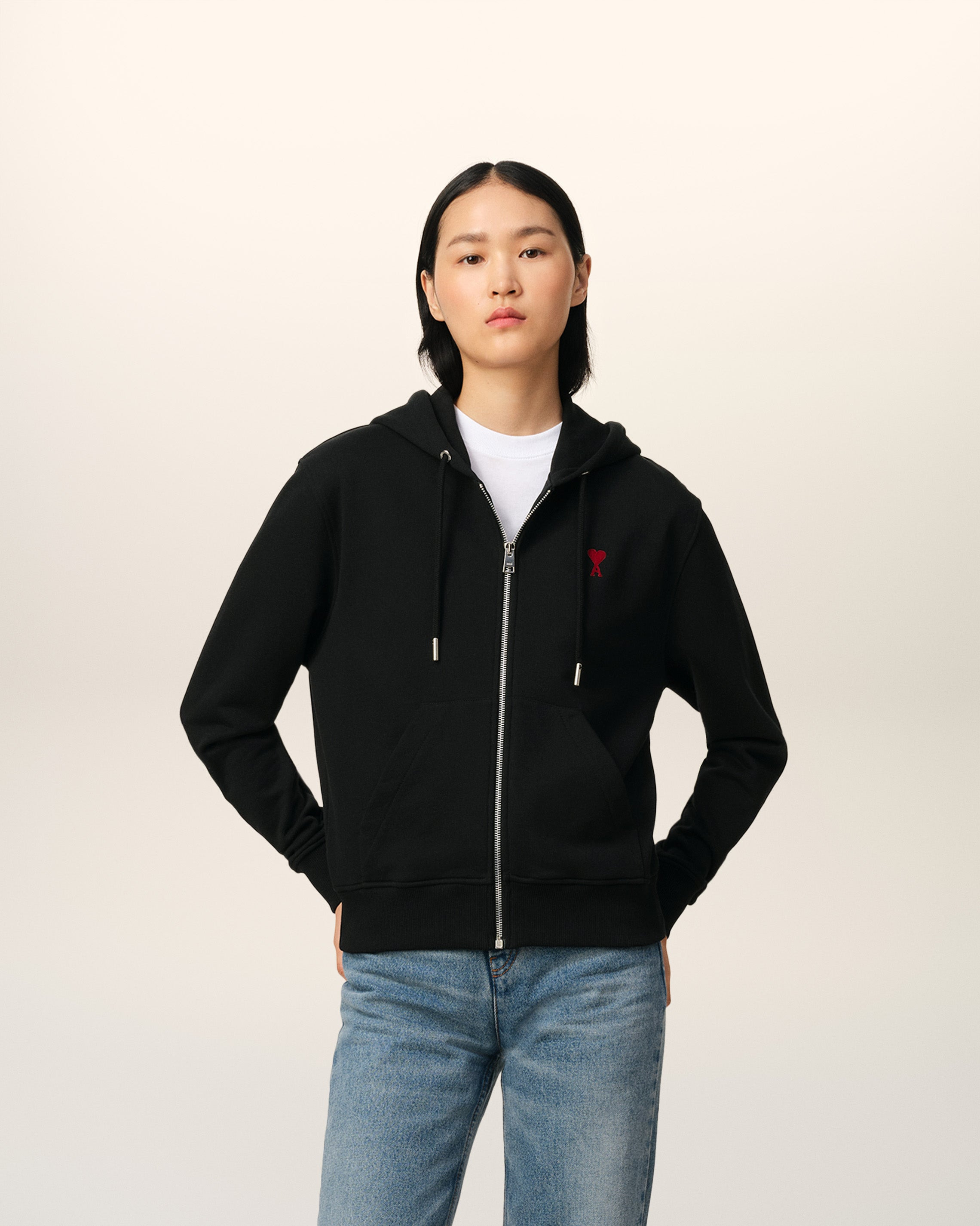 RED AMI DE COEUR ZIPPED HOODIE - 2