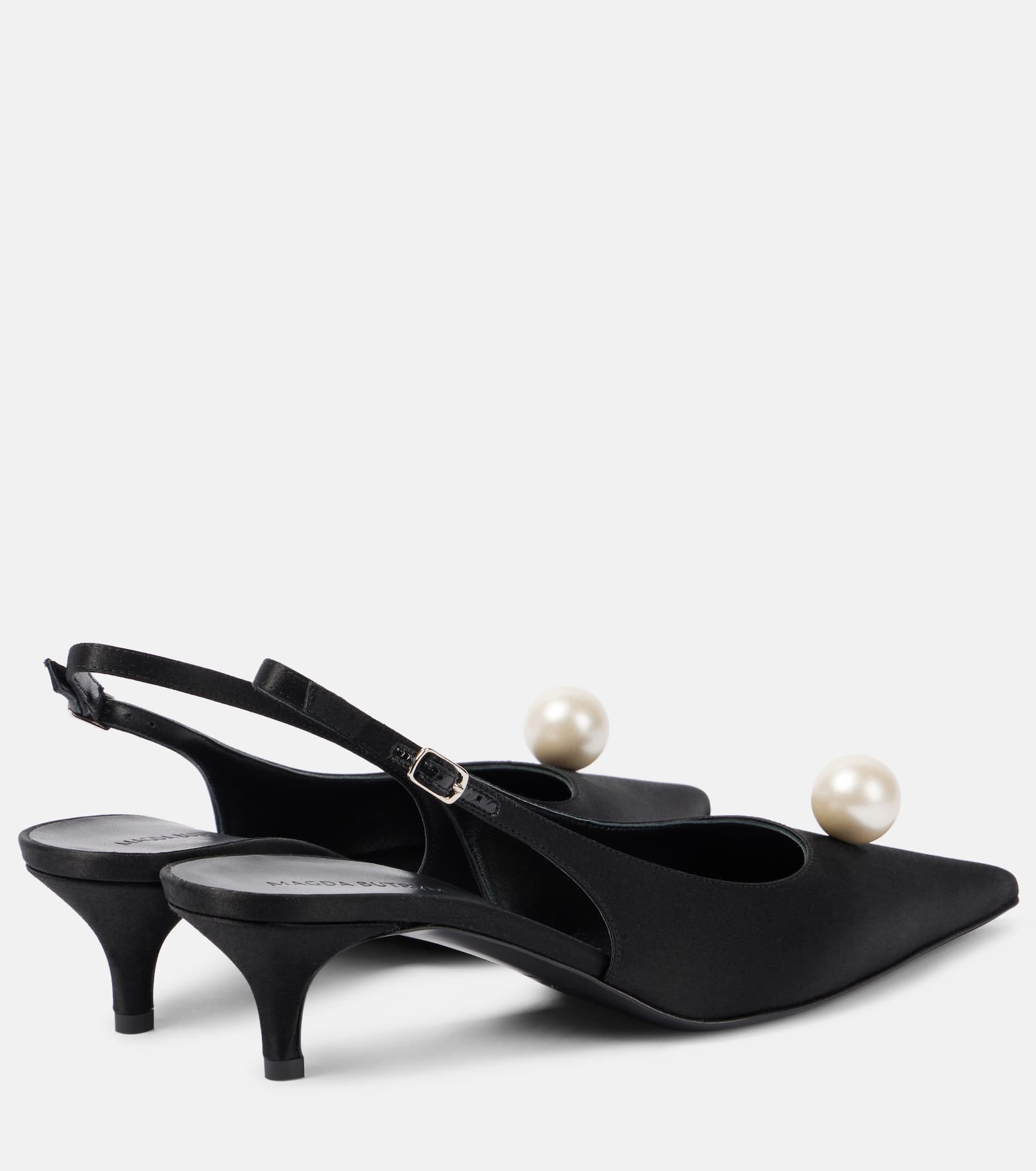 Embellished satin slingback pumps - 2