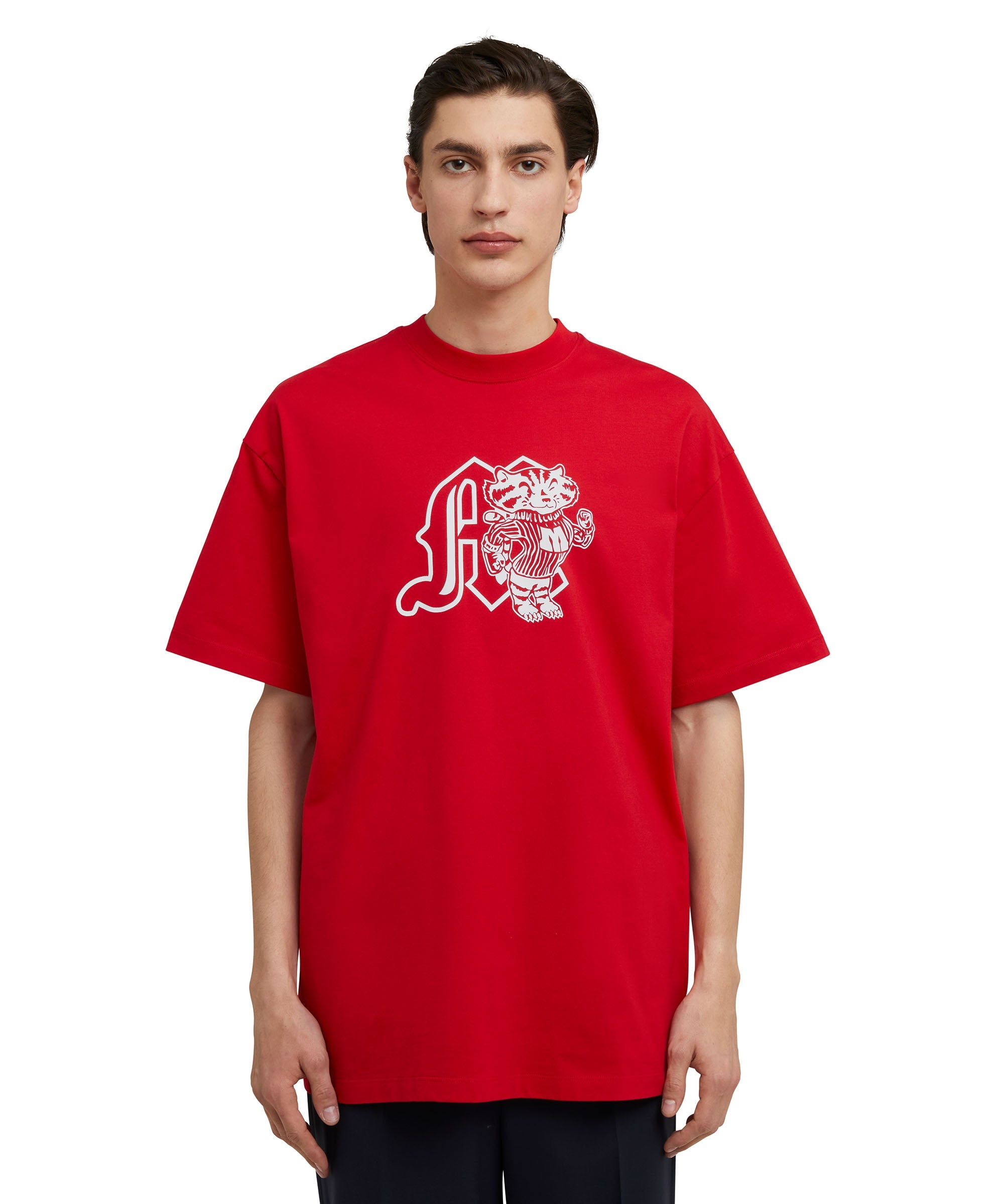 Cotton crewneck t-shirt with MSGM "M" mascot patch - 2
