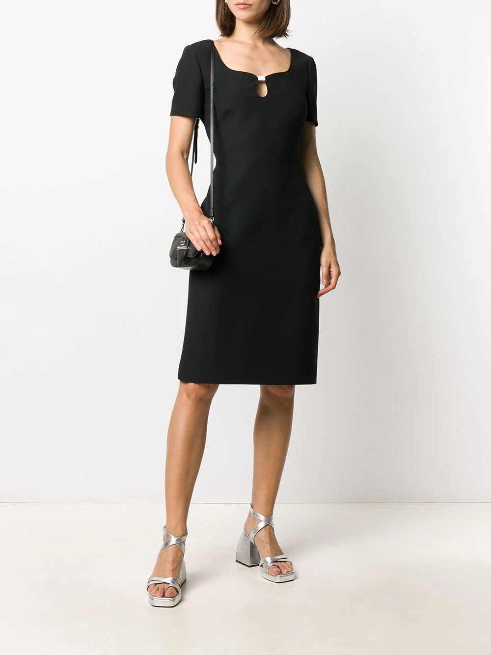 sweetheart neck black dress - 2