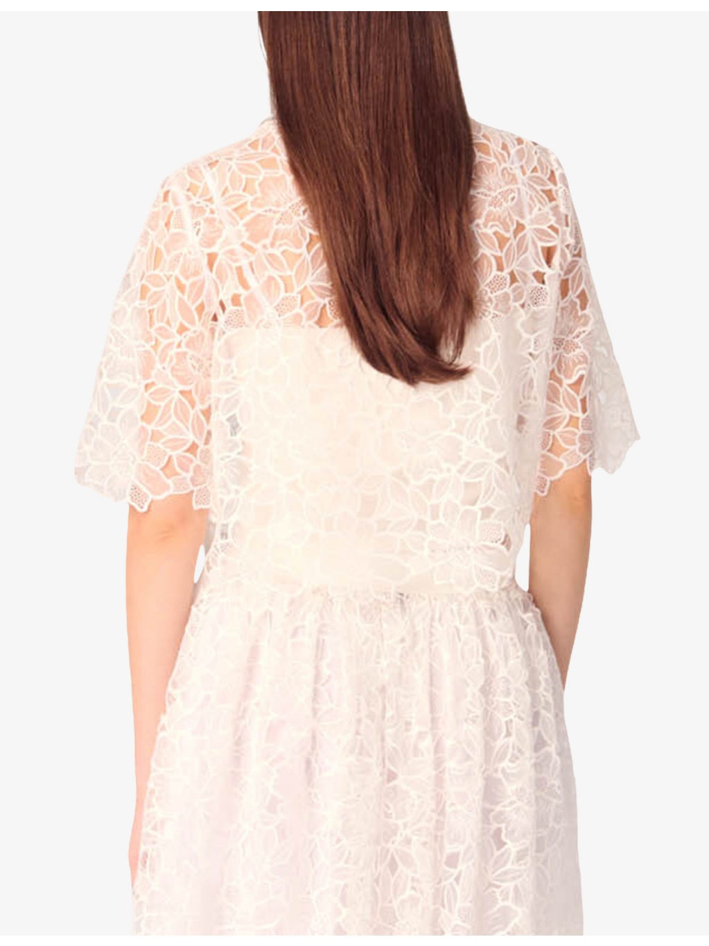 Floral-Pattern Cropped Guipure-Lace Shirt - 4