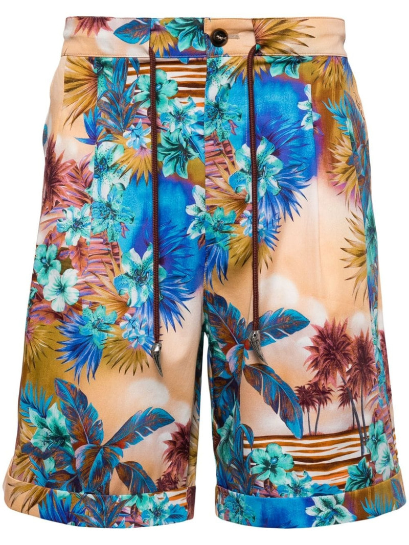 Hawaii-print chino shorts 1