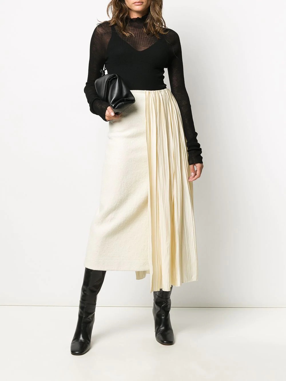 asymmetric pleat detail skirt - 2