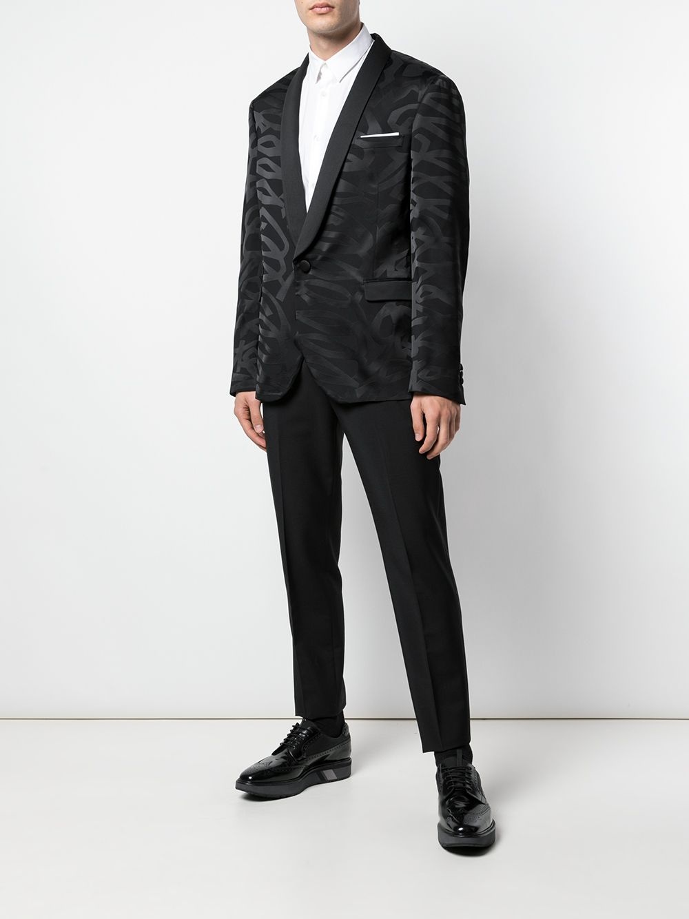 patterned satin jacket - 2