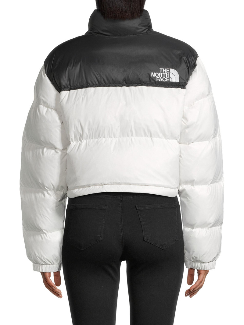 Women's Nuptse Cropped Down Puffer Jacket - Gardenia White Black 6