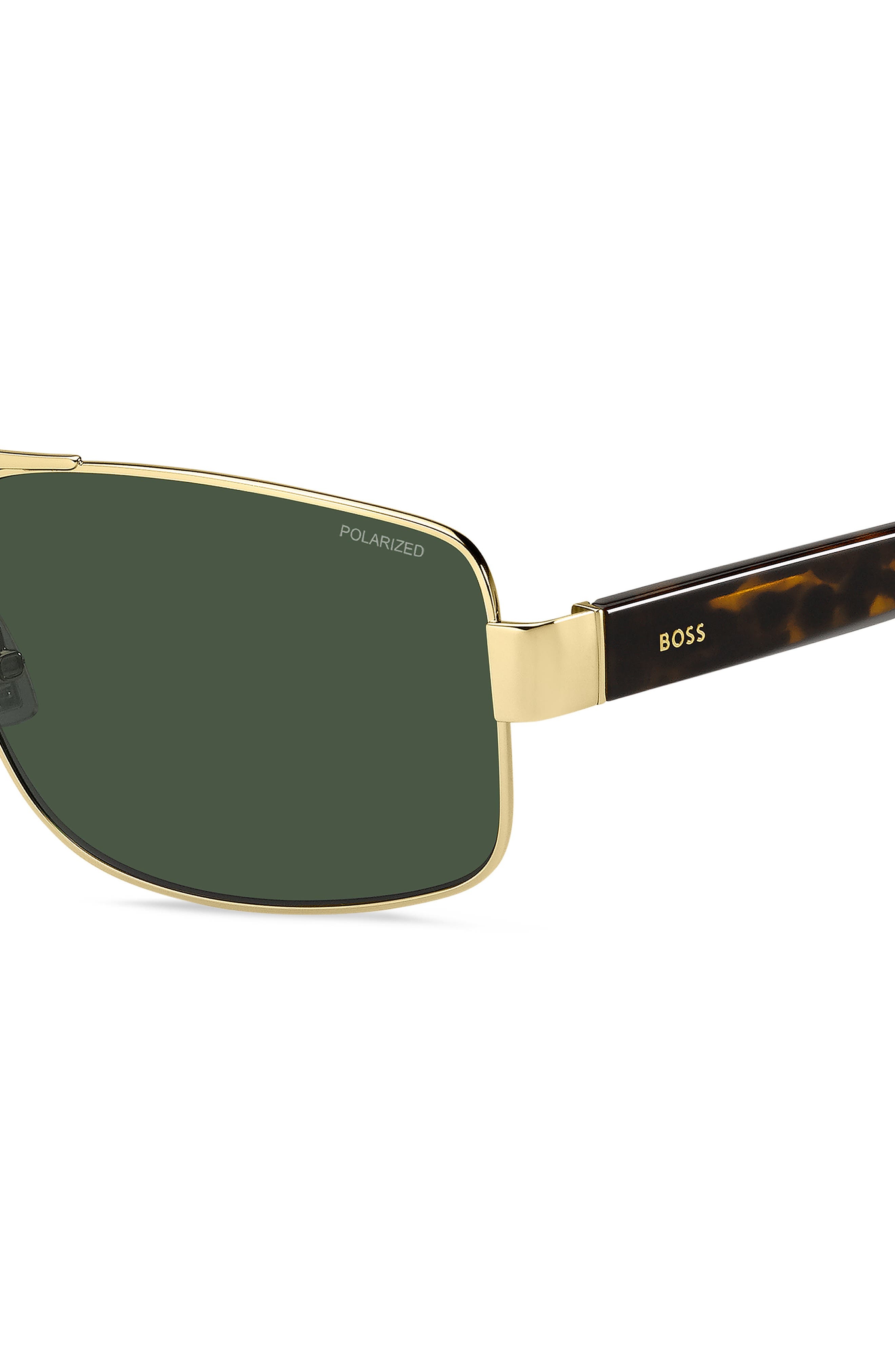 BOSS 62mm Oversize Polarized Navigator Sunglasses in Gold/Green Polar at Nordstrom - 4