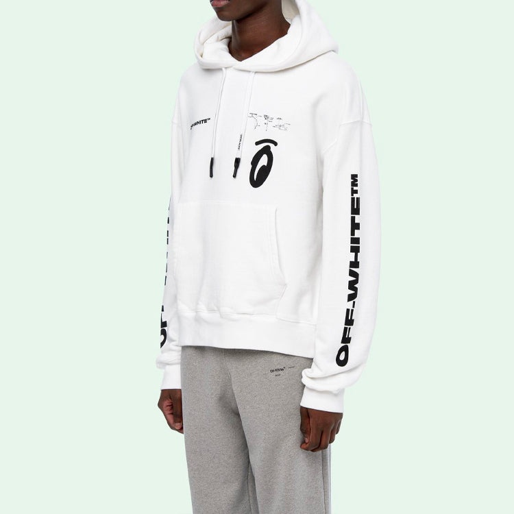Off-White Split Arrows Hooded Fleece Men White OMBB037E19D250100110 - 7