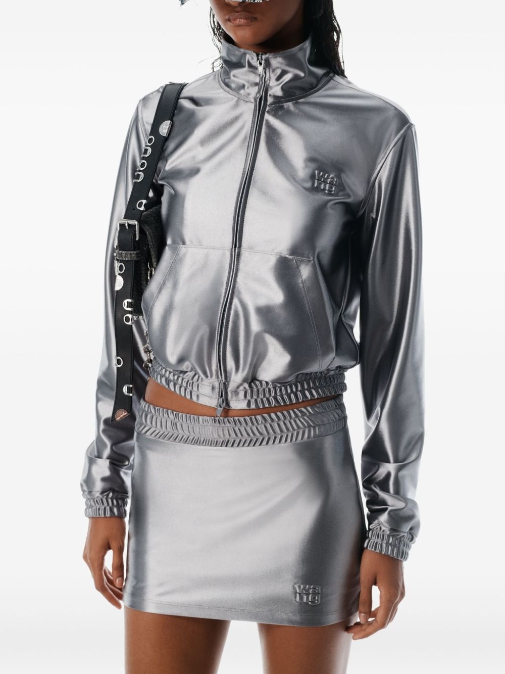 elasticated-waistband satin skirt - 4