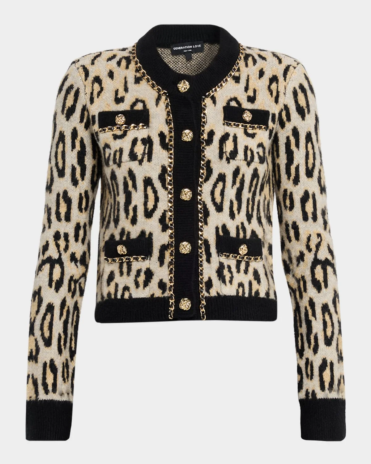 Selma Leopard Chain-Trim Cardigan - 1
