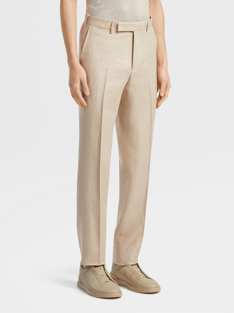 ZEGNA LIGHT BEIGE PURE LINEN PANTS outlook