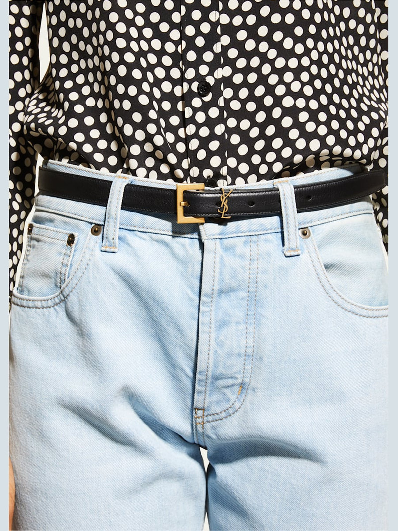 SAINT LAURENT YSL Monogram Leather Belt outlook