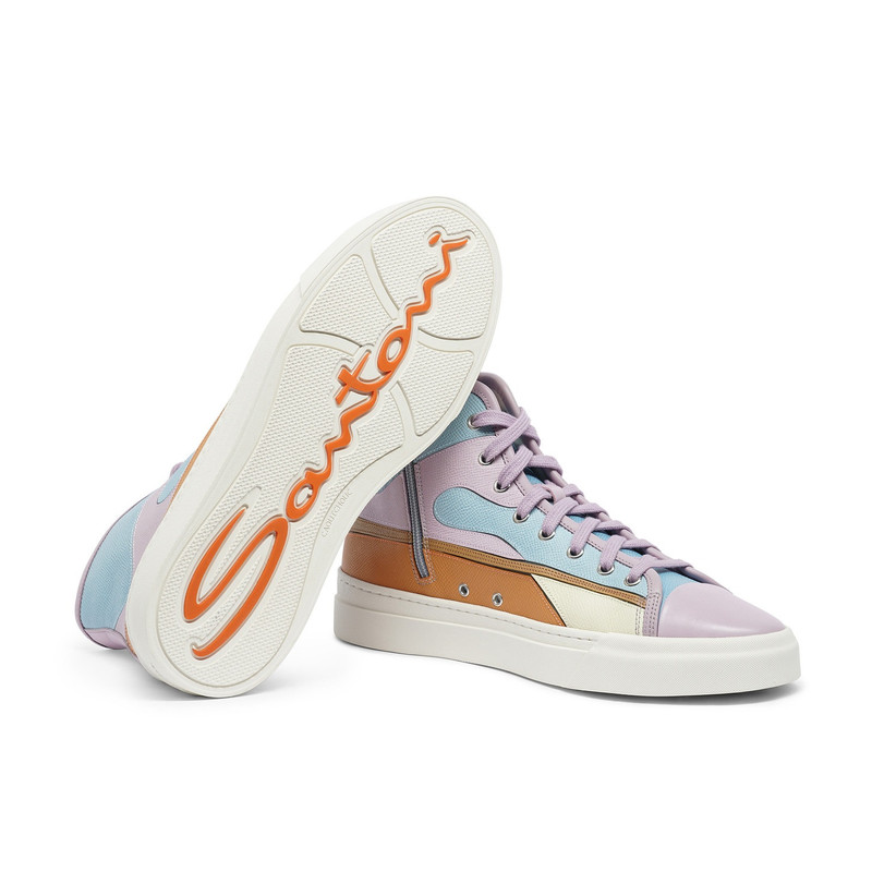 Men's lilac Saffiano leather sneaker 4