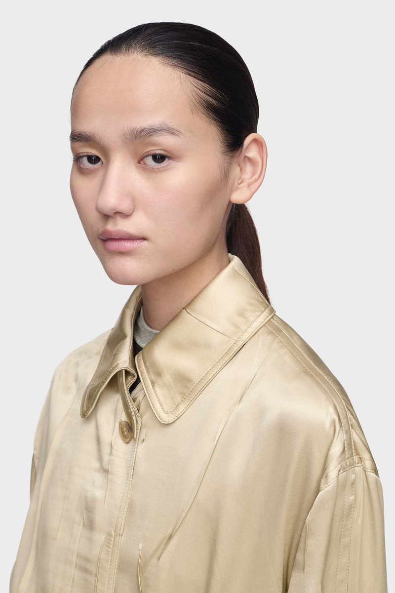 Creased Silk Trench Coat 6