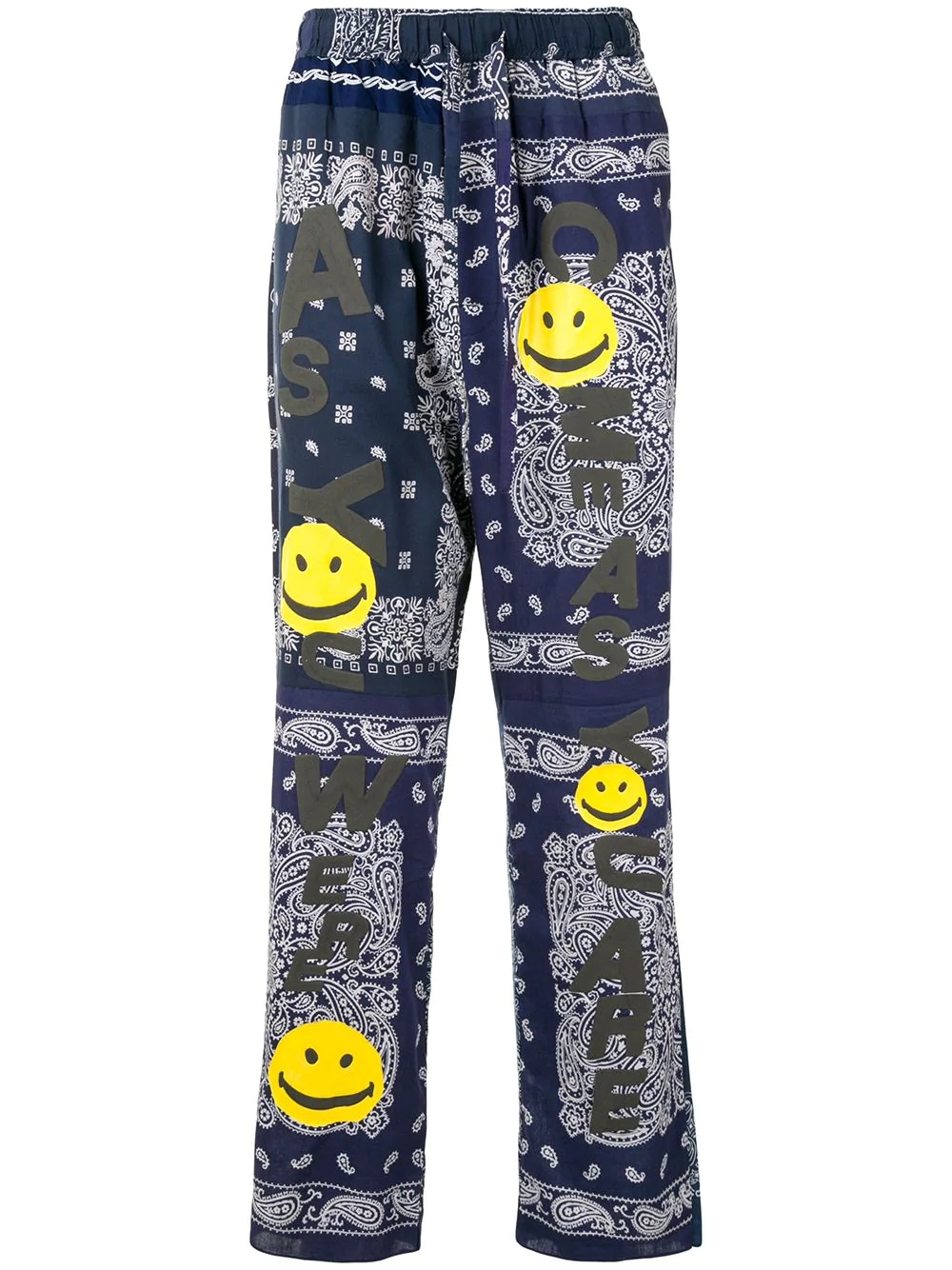 paisley-print smiley face trousers - 1