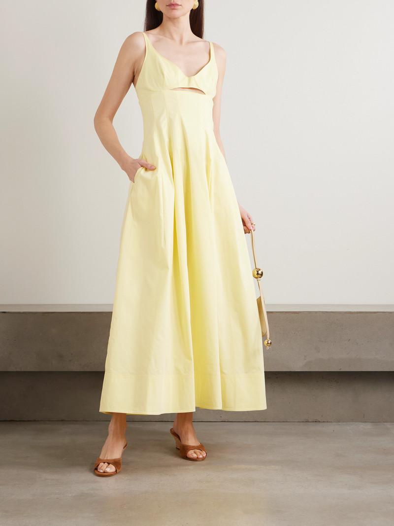 SIMKHAI Maddy Cutout Cotton-blend Midi Dress outlook
