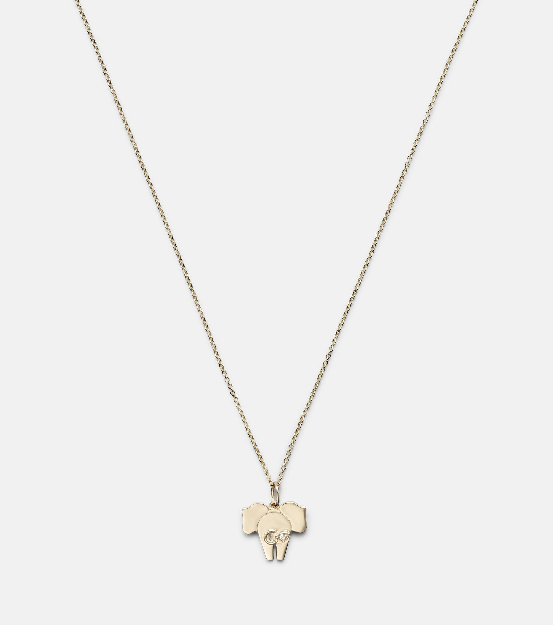 Elephant Tail 14kt gold necklace with diamonds - 4