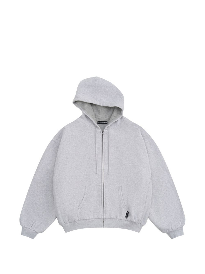 waffle-lined zip-up hoodie 1