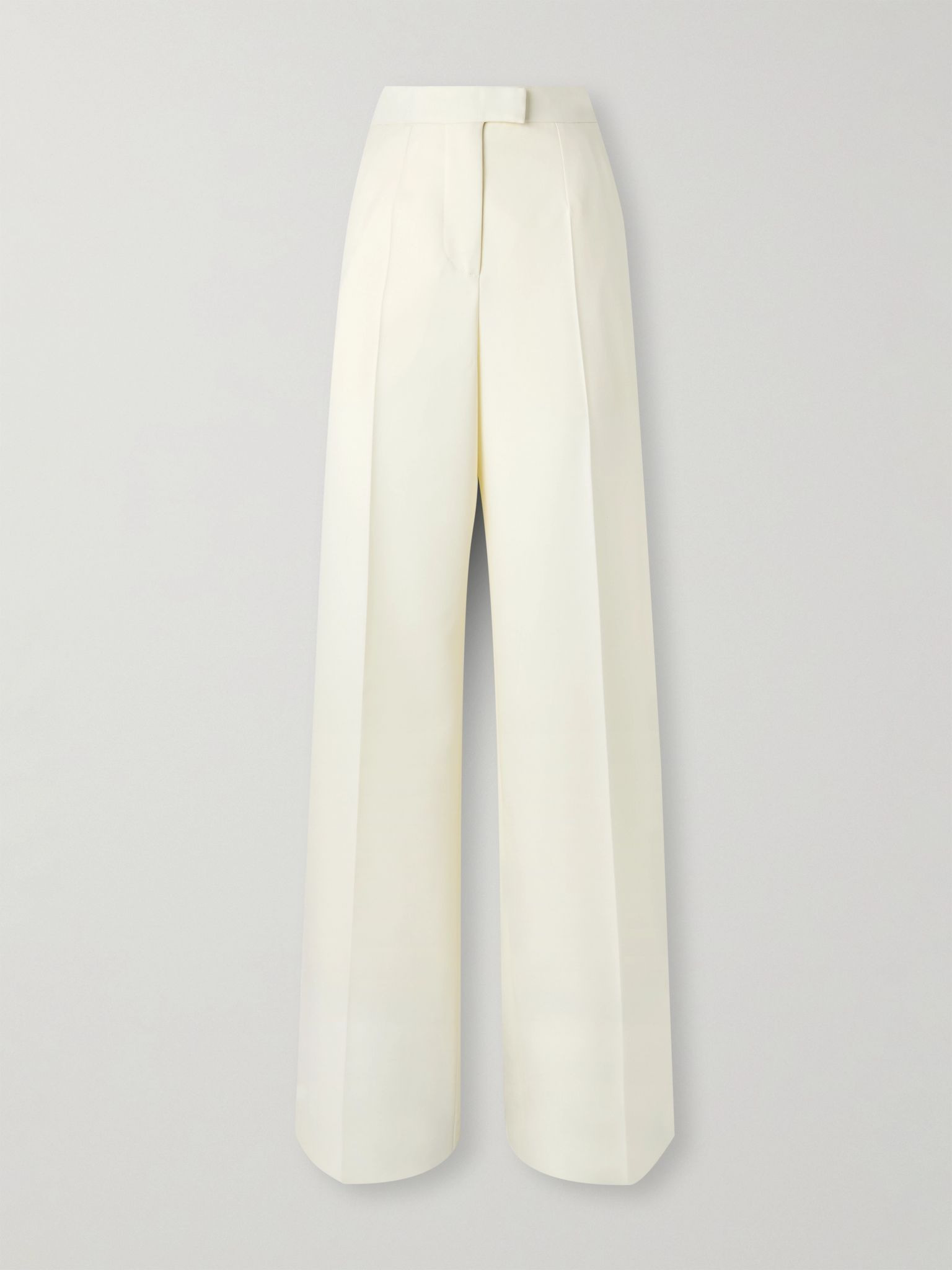 Pleated wool-twill wide-leg pants Off-white - 1